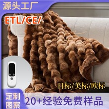 跨境仿兔毛电热毯加厚毛绒可水洗多档调温电热盖毯欧规美规定制