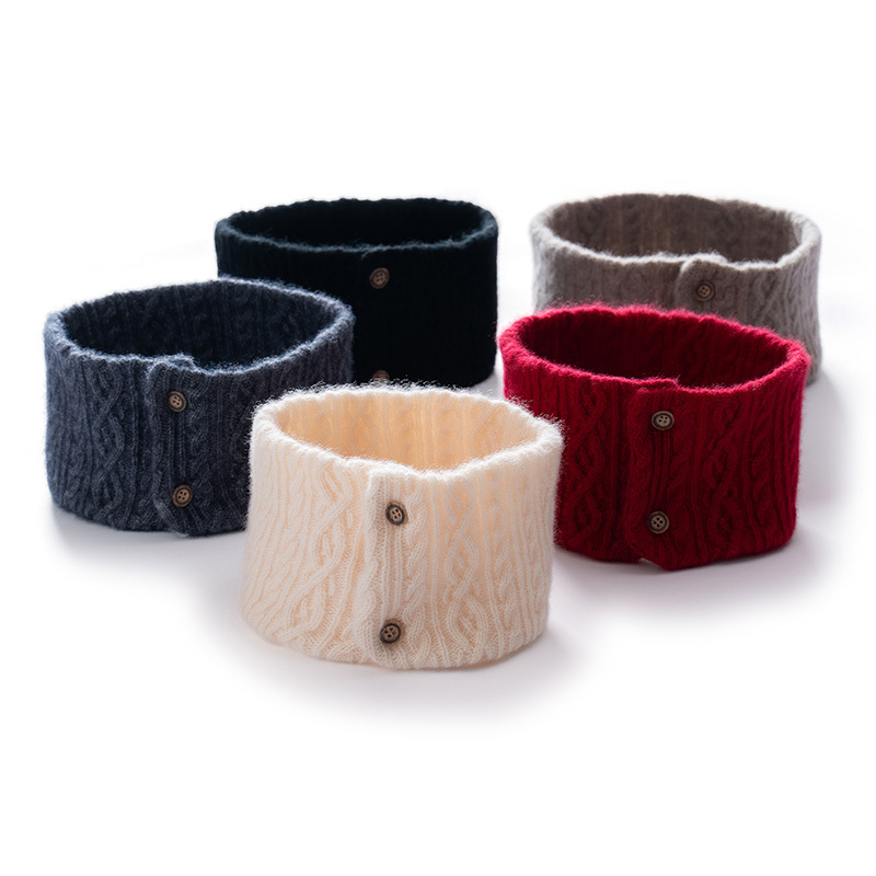 Cross-border wholesale cashmere neck warmer with buckle, cashmere autumn and winter neck protector for men and women, thickened and warm knitted neck warmer
