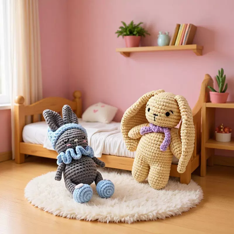 复活节成品手工针织玩偶毛线钩织卡通兔子 呆萌兔子公仔毛绒玩偶