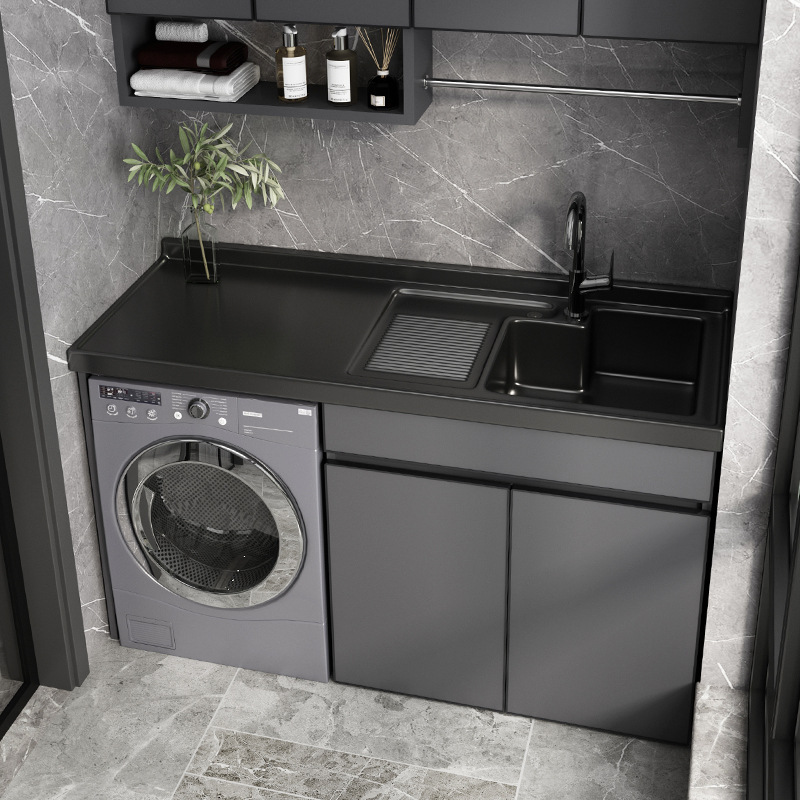 Balcón lavadora socio integrado gabinete combinación espacio de baño lavabo de aluminio mesa de lavado con lavadero fregadero