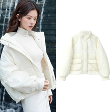 [现货]杨颖同款22冬季新款时尚白色羽绒棉服外套开衫洋气女式棉衣