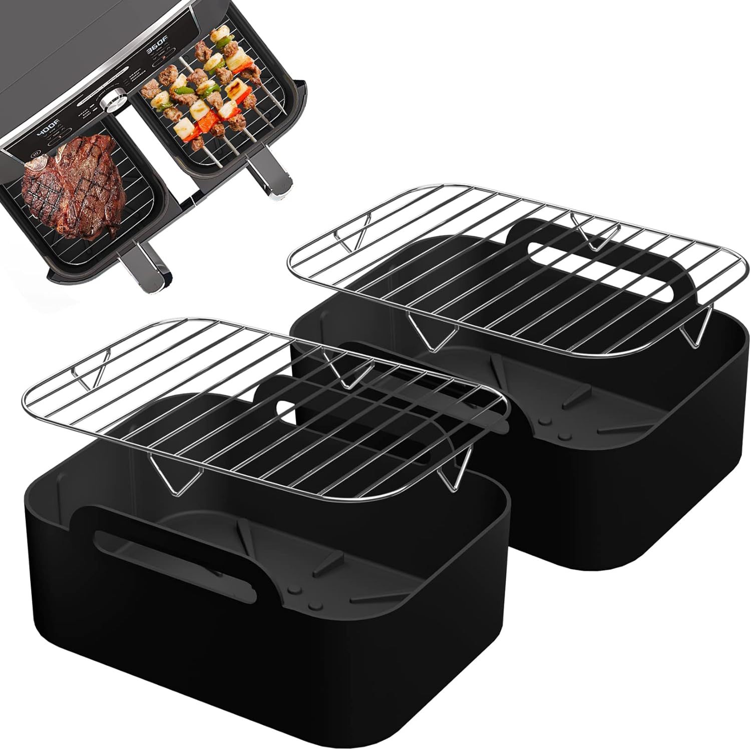 Transfronterizo freidora de aire doble olla accesorios AF400UK doble olla parrilla Parrilla de horno rectangular