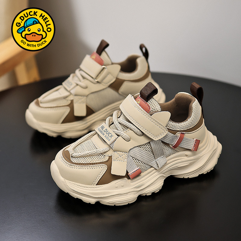 2025 pequeño pato amarillo otoño nuevos zapatos deportivos para niños velcro ligero suave transpirable zapatos de moda para niños y niñas