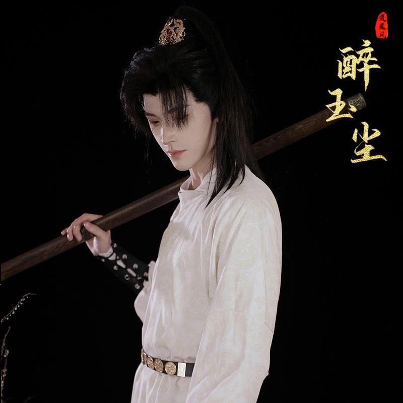 Chivalrous Style Hanfu Male Teenager Handsome Tang Style Round Neck Robe Shirt Li Bai Spring and Autumn Men's and Women's Lack of Hip Robe