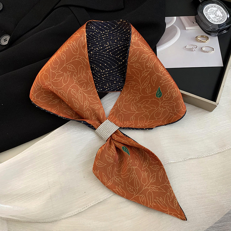 Bufandas de seda larga damas coreanas nuevas bufandas delgadas de cabello correa de cabello temperamento bufandas de seda al por mayor