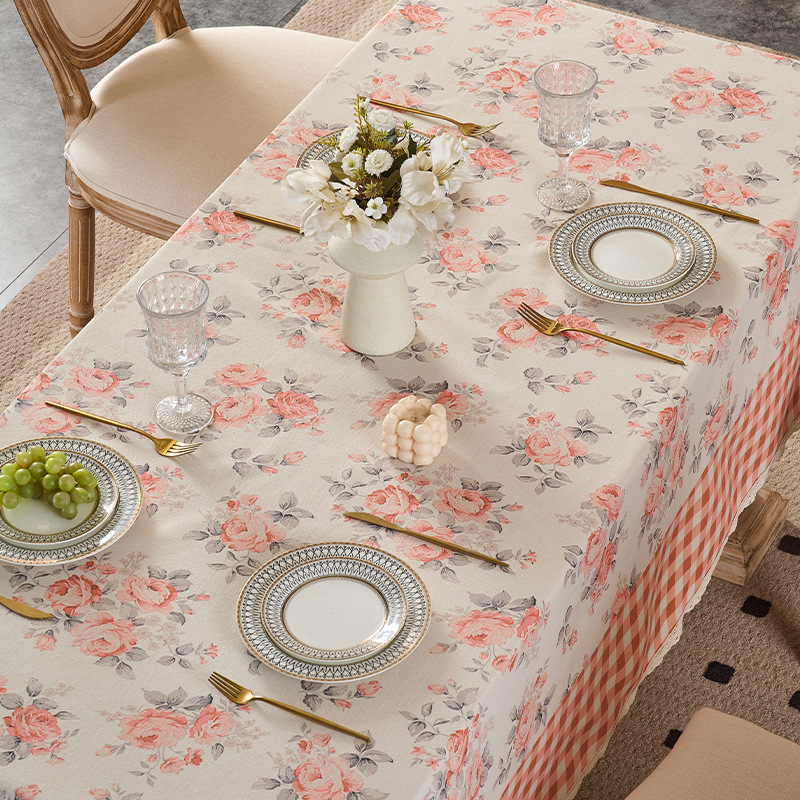 Pastoral viento nuevo toal de mesa impermeable polvo poliéster algodón toal de mesa de mesa impresión de encaje colocación toal de cubierta de refrigerador