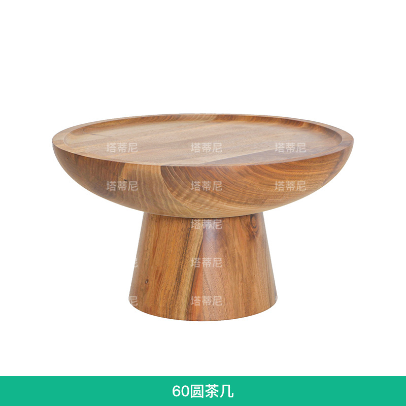 Mesa de té de madera sólida al aire libre Hotel Villa patio impermeable muebles de protección solar Jardín al aire libre Teca anticorrosión mesa de té redonda image 7