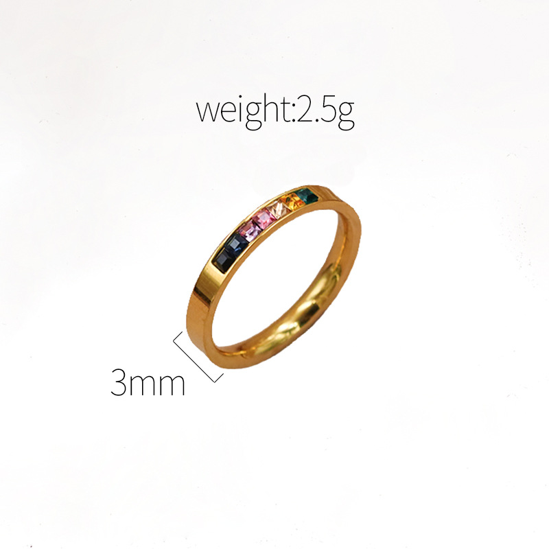 Stainless Steel 7 CZ Inlay Band Ring