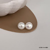 Silver needle, small design earrings from pearl, silver 925 sample, 2024 years, light luxury style