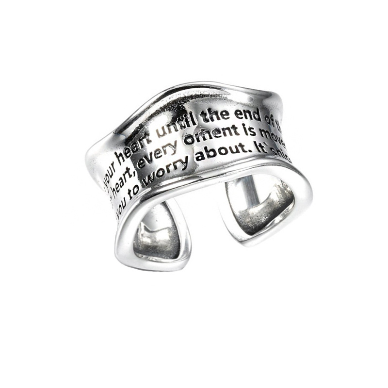 Hip Hop S Pure Silver Donna Trendy Cool Lettera Personalizzata Esagerazione, Forma Regolabile, Anello dal Design Unico_voghion.com