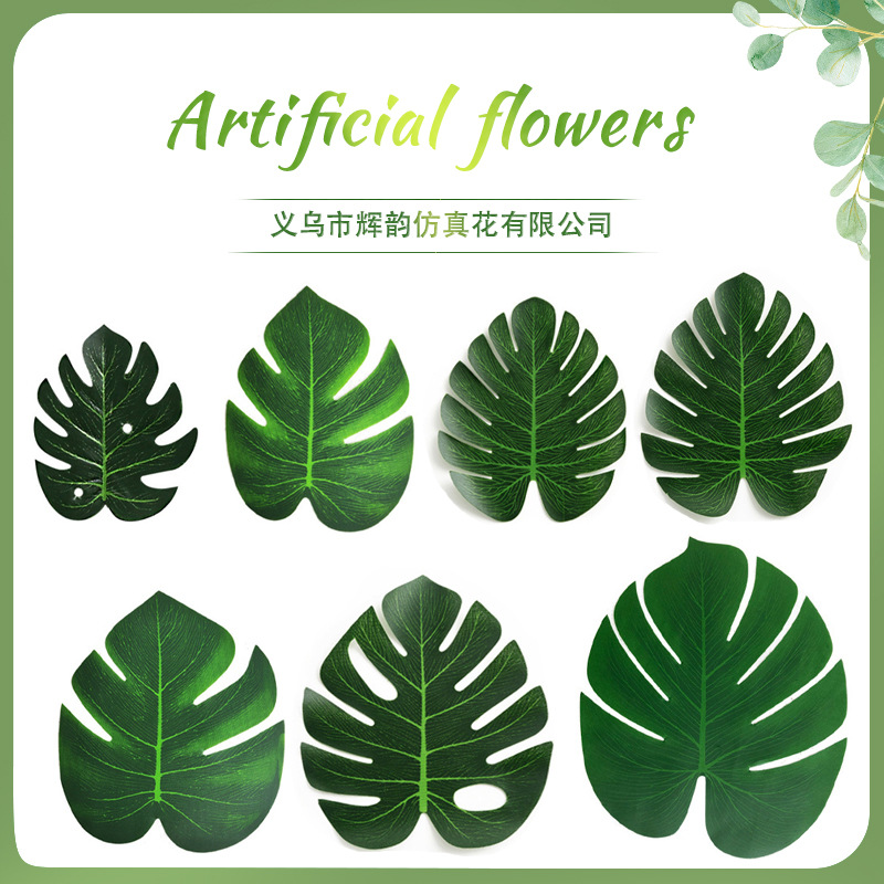 Hojas artificiales de monstera de Amazon, bambú, decoración de fiesta hawaiana, vegetación artificial, decoración de globos para bodas, pancarta, hojas tropicales