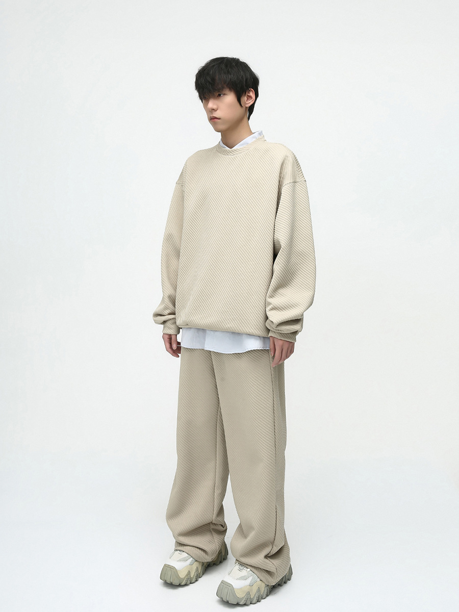 Mtlclothes ropa de Hombre | 2023 otoño nuevo estilo japonés estilo simple color sólido suéter cuello redondo traje moda