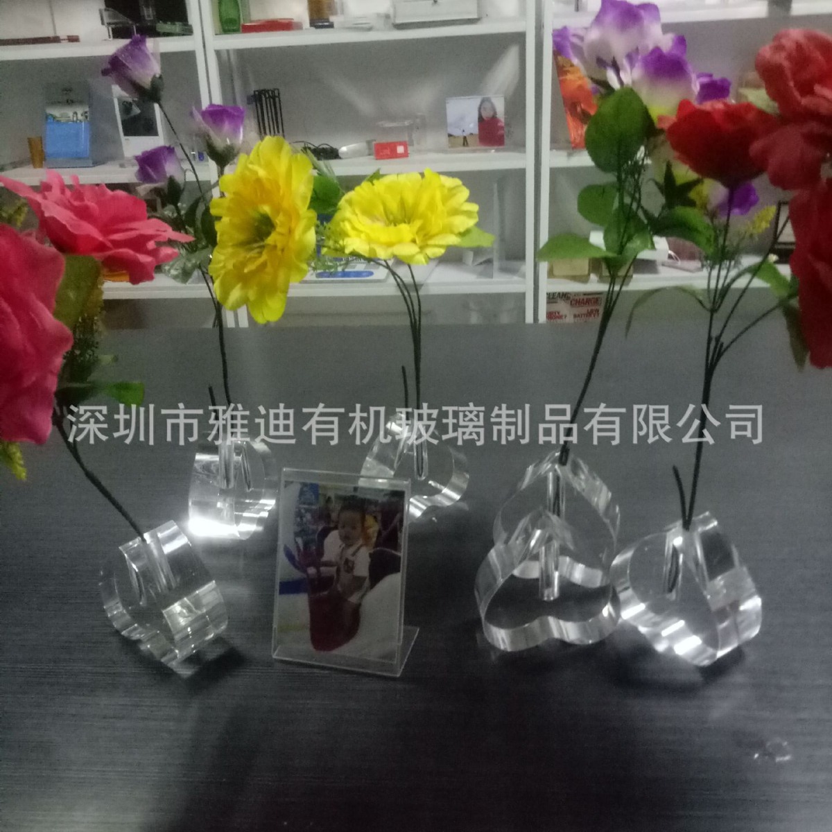 深圳市雅迪有机玻璃制品，亚克力透明丹心花架，有机玻璃透明花架