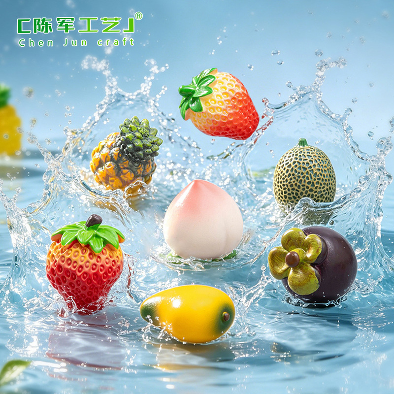 Simulation fruit watermelon Strawberry Mango lemon litchi peach Hami melon pineapple micro landscape ornaments pen accessories