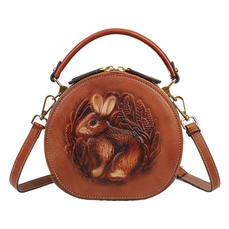 Nuevo bolso de cuero genuino bolso de las mujeres de alto grado nicho bolso de hombro artístico estilo étnico bolsa de mensajero