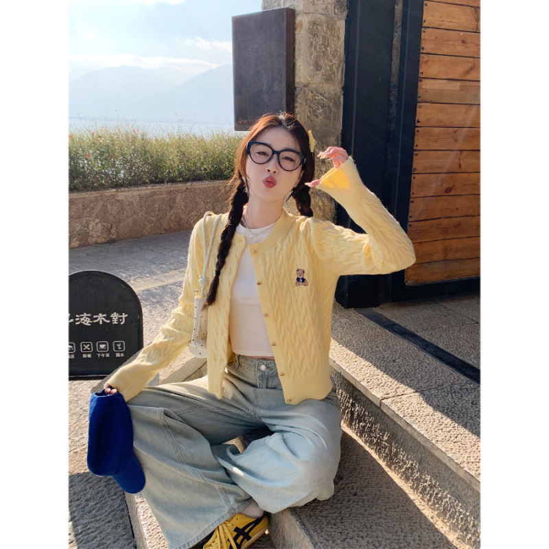 秋冬开衫毛衣女2025新款春秋学院风外套软糯麻花上衣|undefined