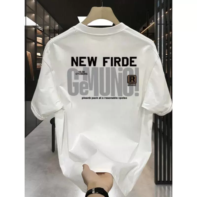 Модная стильная мужская футболка из чистого хлопка с коротким рукавом, летняя новинка 2025 года, свободный крой, брендовый трендовый топ с половиной рукава.