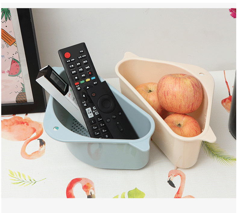 厨房水槽三角沥水篮带吸盘可挂式果蔬皮收纳篮可放海绵抹布塑料篮