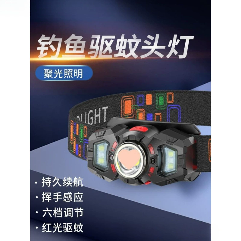 Фара «Улыбающаяся акула» Сильный свет Зарядка Супер яркое освещение для рыбалки на голове Сверхдолгий срок службы Индукционный светильник для ночной рыбалки