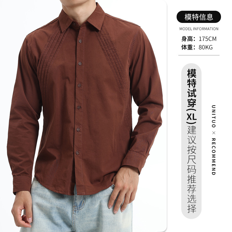 Hombres de otoño nueva camisa de solapa de manga larga hombre camisa de algodón de alta calidad casual chaqueta para hombre