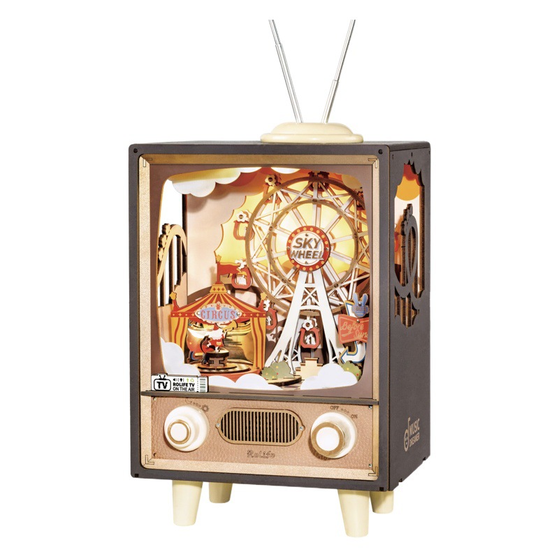 Ruoshi antigua caja de música DIY ensamblado a mano rompecabezas tridimensional juguete creativo caja de música para niños regalo de cumpleaños