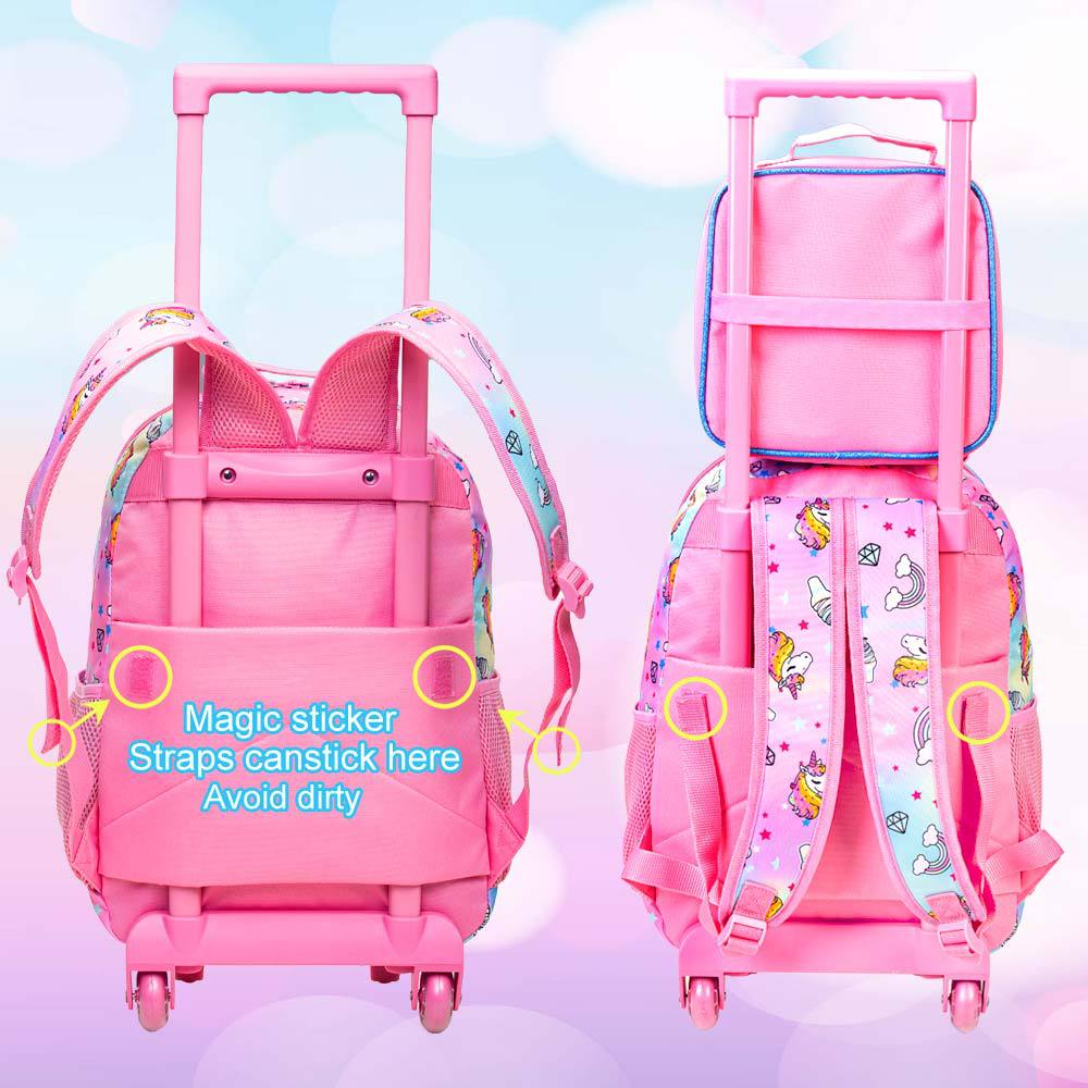 Fabricante 2025, nueva mochila escolar con carrito para estudiantes de primaria, conjunto de mochila de tres piezas con dibujos animados para niños de 3 a 6 grados en stock