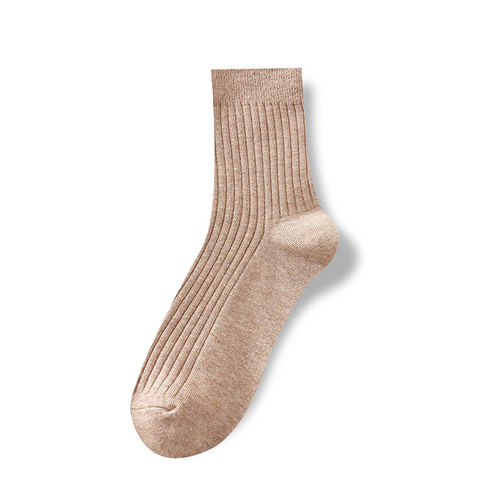 Men's Fall/Winter Mid-Calf Socks, Business Socks, Vertical Striped Men's Long Socks, Pure Cotton, Solid Black Socks