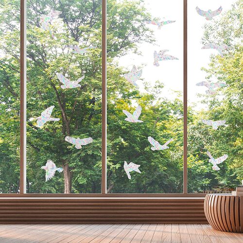 RPS023 Amazon 20 Flying Birds Rainbow Prism Electrostatic Glass Sticker Glueless PVC Film Window Film