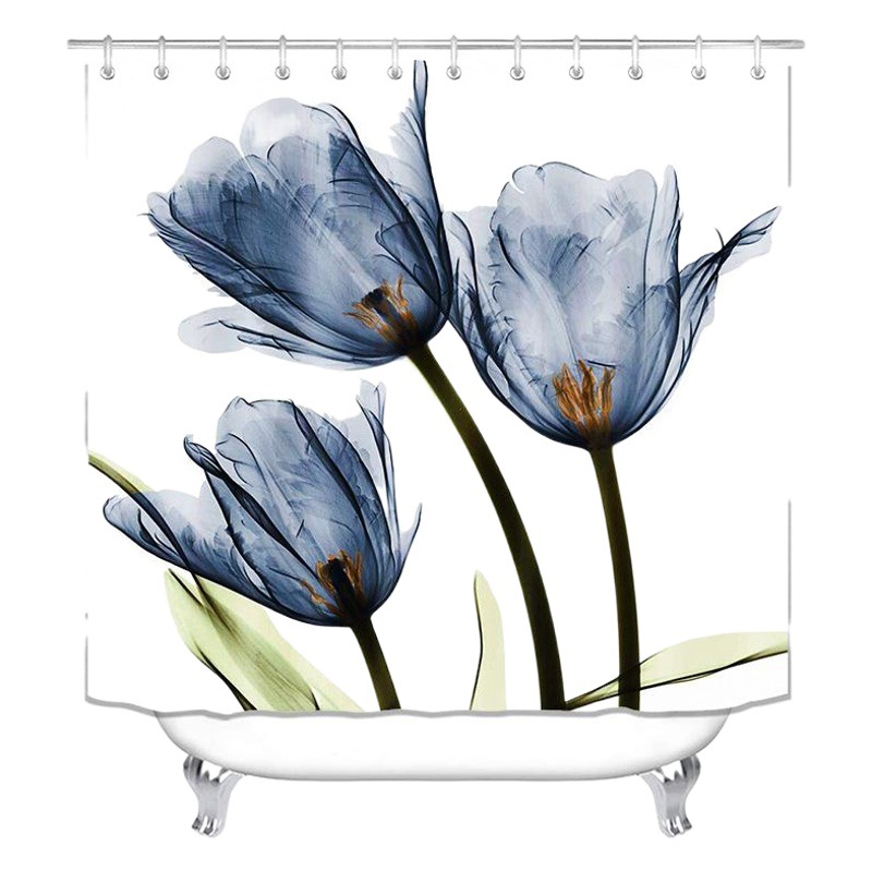 Amazon transfronteriza Venta caliente Impresión digital impermeable poliéster flor serie baño Cortina de ducha cortina de suministro directo de fábrica al por mayor