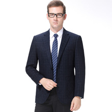 品牌新款爸爸装外套中老年西装男单西商务加大码格子男士休闲西服