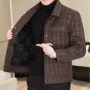 薄款翻领男士格子皮衣