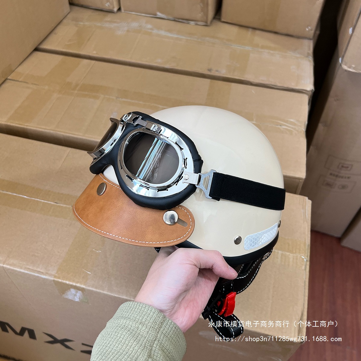 Retro 3C Certified Summer Harley Motorcycle Electric Car Half Helmet