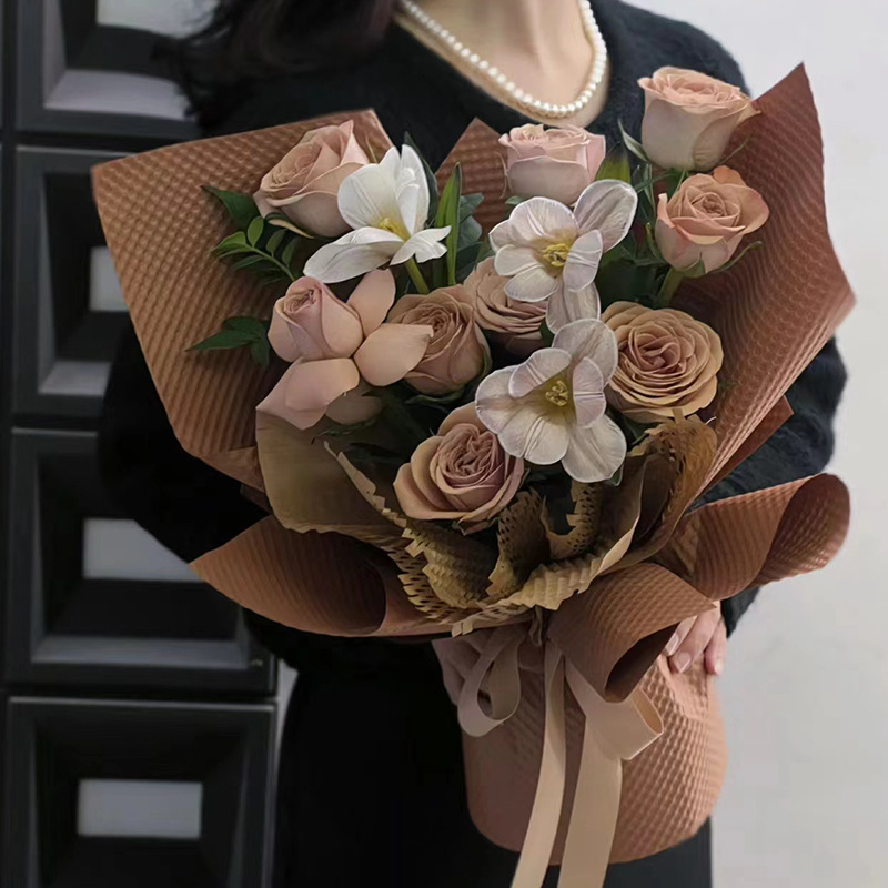 Papel de embalaje de flores estereoscópio relieve ondulado punto de papel artístico kraft ramo de flores papel de envoltura de flores hecha a mano DIY material de envoltura de flores