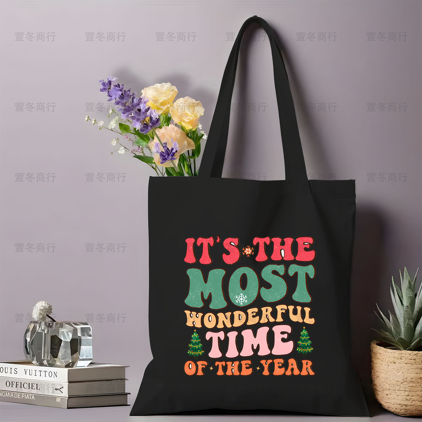 Bolsa de lona de Santa Claus de dibujos animados estudiantes bolsas de lona de mano de Navidad bolsas de hombro de gran capacidad ventas calientes transfronterizas