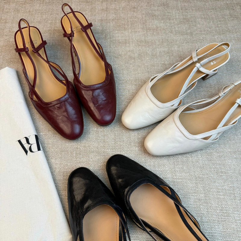 in stock soft sheepskin French beautiful Roman sandals women's 2025 new square toe high-end sense thick heel shoes high heels