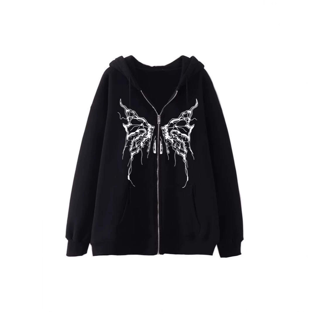 2025 Персонализированная толстовка с принтом бабочки на молнии, повседневная куртка-кардиган большого размера, осенне-зимняя флисовая толстовка с капюшоном, крутая