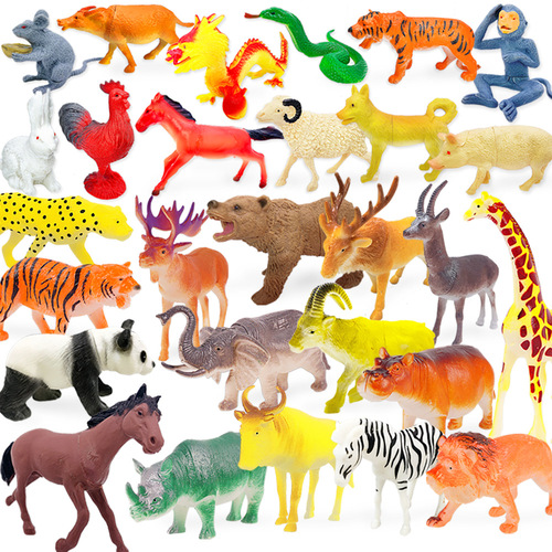 Cross-border Amazon 10-15cm hollow plastic simulation animal giraffe elephant lion tiger model toy