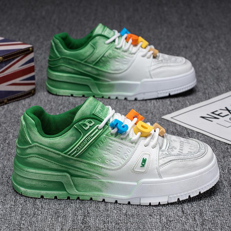 Zapatillas de hombre de moda 2025, zapatillas de deporte casuales de moda de nicho rosa, zapatos de todo fósforo para estudiantes coreanos