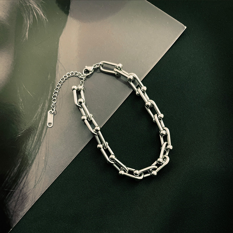 Titanium Steel Material Solid Color Pattern Hip-Hop Retro Solid Color Titanium Steel Men's Bracelets Men's Chain Bracelets
