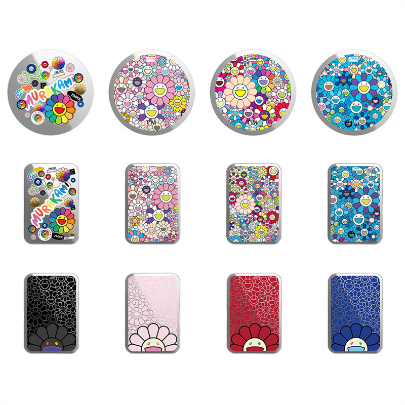 The Third Release of Murakami Takashi's Sunflower Magsafe Magnetic Stand, Ring Card Holder, Leather Portable Case, Compatible with Apple