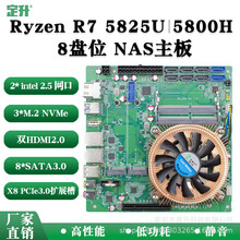 定升 AMD锐龙5825U可扩万兆8盘位NAS主板 机器视觉工控ITX主板