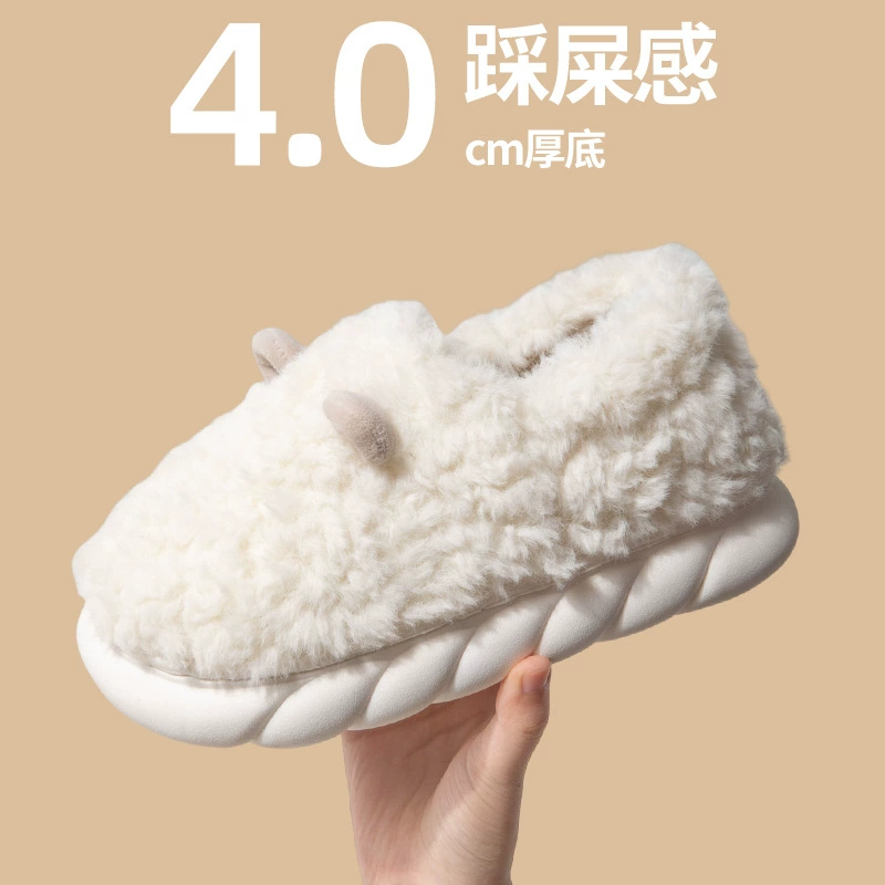 Qidan Shoe Factory, милые тапочки из овечьего хлопка, женская зимняя домашняя сумка с теплыми плюшевыми хлопковыми тапочками для пар для мужчин