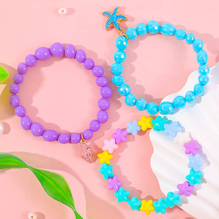 Crowd Jewelry Children's Bracelet Set Color Stars Earth Beads Starfish Conch Pendant Bracelet Spot Wholesale