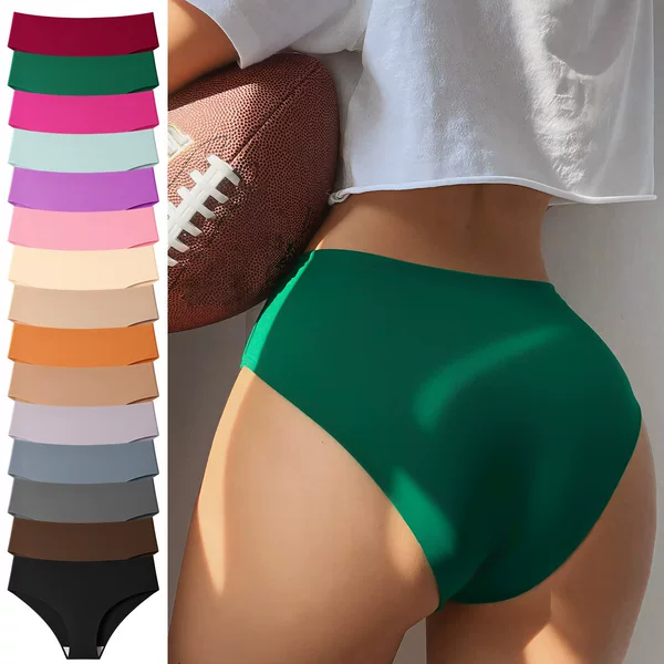 European and American Cross-Border New Style Invisible Seamless Sports Ice Silk Breathable Sweat-Absorbing Triangle Briefs Beach Sexy Solid Color Underwear