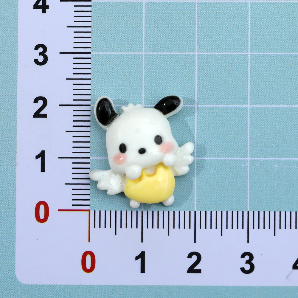 Alas de Ángel de dibujos animados sombrero amarillo Pacha perro resina accesorios DIY crema pegamento Pacha teléfono caso accesorios de pelo parche al por mayor