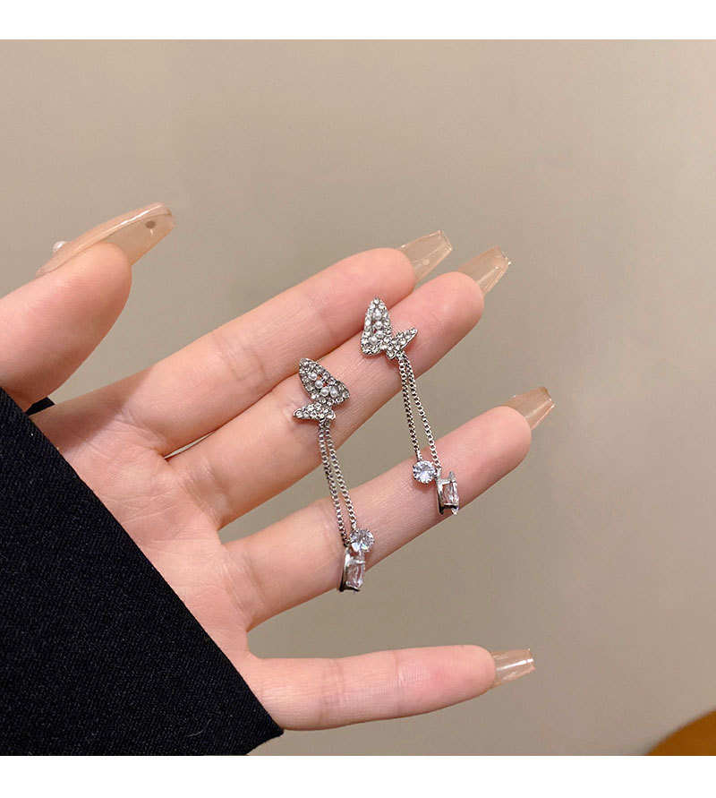 1 Pair Fashion Insect Butterfly Alloy Plating Inlay Rhinestones Zircon Womenu0027S Drop Earrings