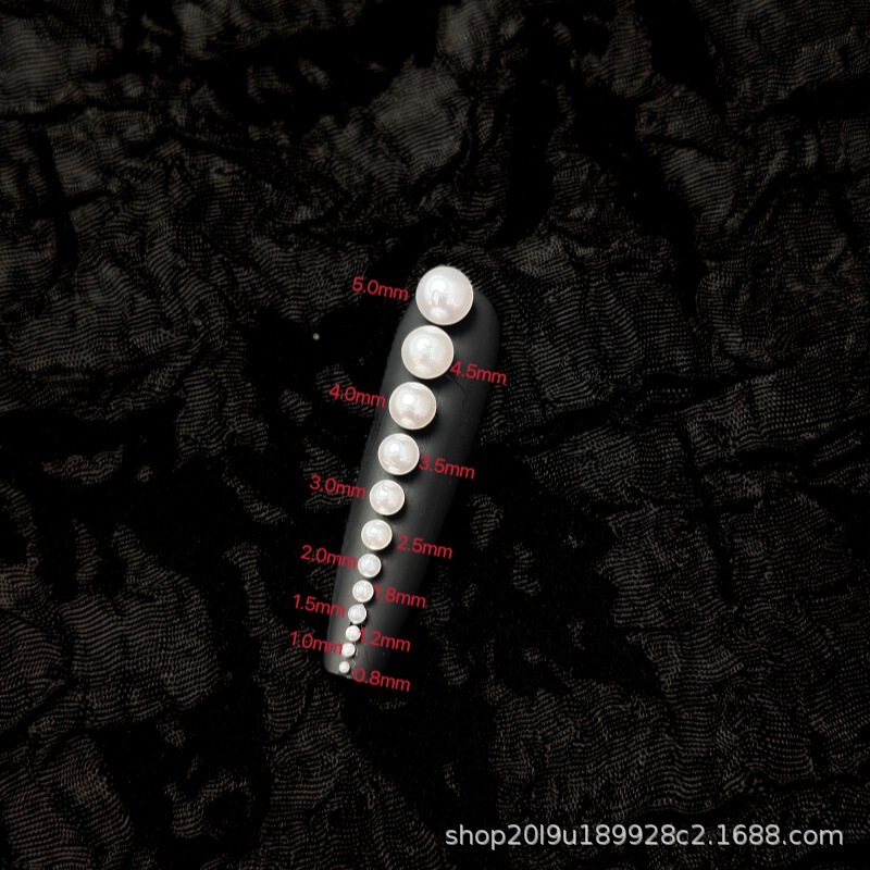 High-Gloss Nail Art Pearls 0.8mm 1.0Mm-5.0Mm Round Pearl Box Abs Material Various DIY