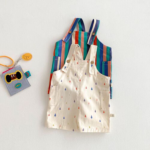 Baby Striped Overalls 2025 Summer Girls Fashion Casual Pants Baby Raindrop Pants Trendy Children's Summer Outfit