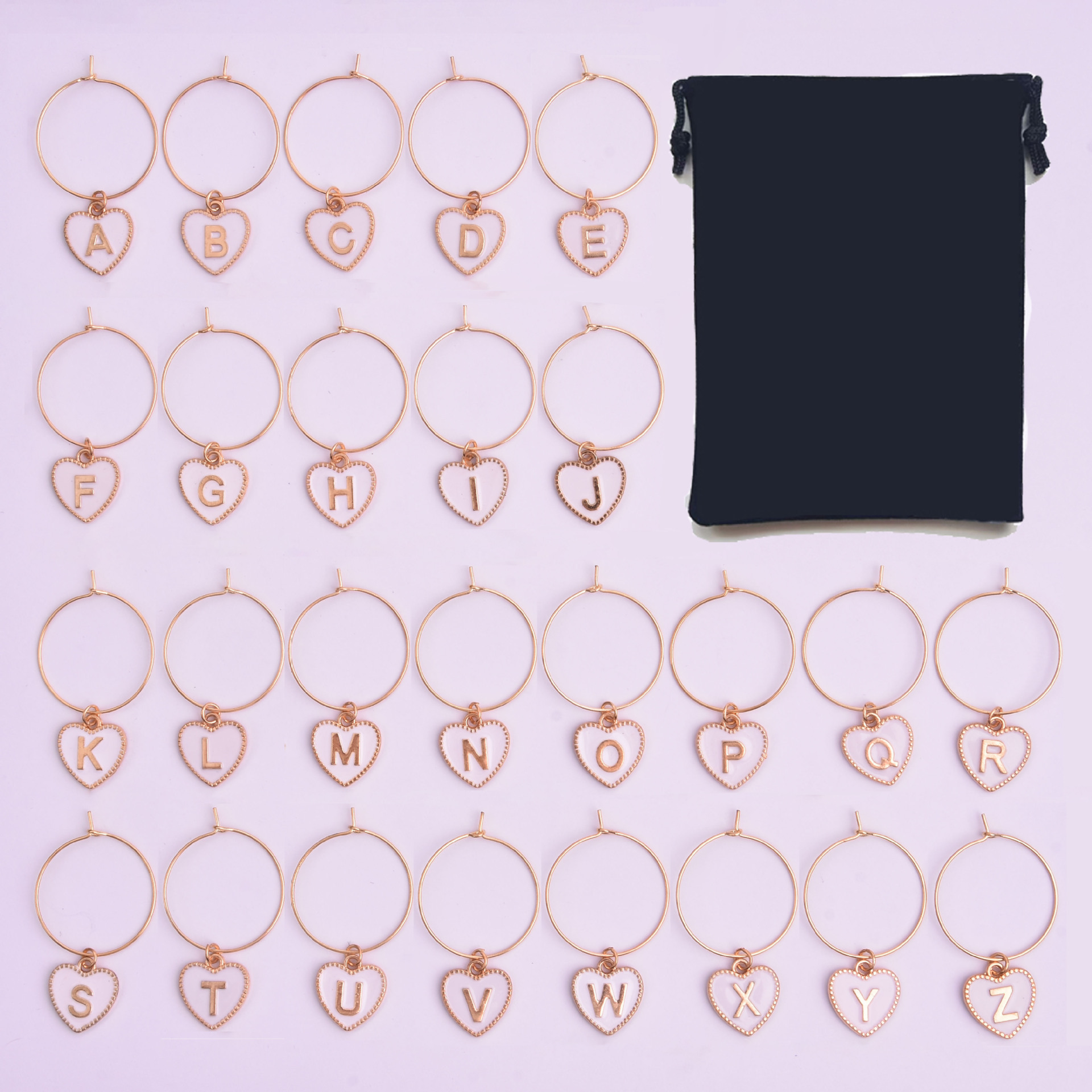 跨境字母酒杯识别器酒杯装饰环聚会派对红酒杯标记器酒杯环挂件