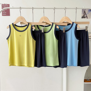 Summer Smiley Children's Vest Modal Stretch Men's and Women's Children's Wear Ice Silk Thin Sleeveless Vest for Children and Babies